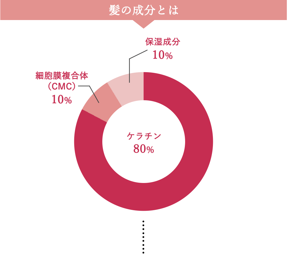 保湿成分20%、細胞膜複合体10%、ケラチン80%